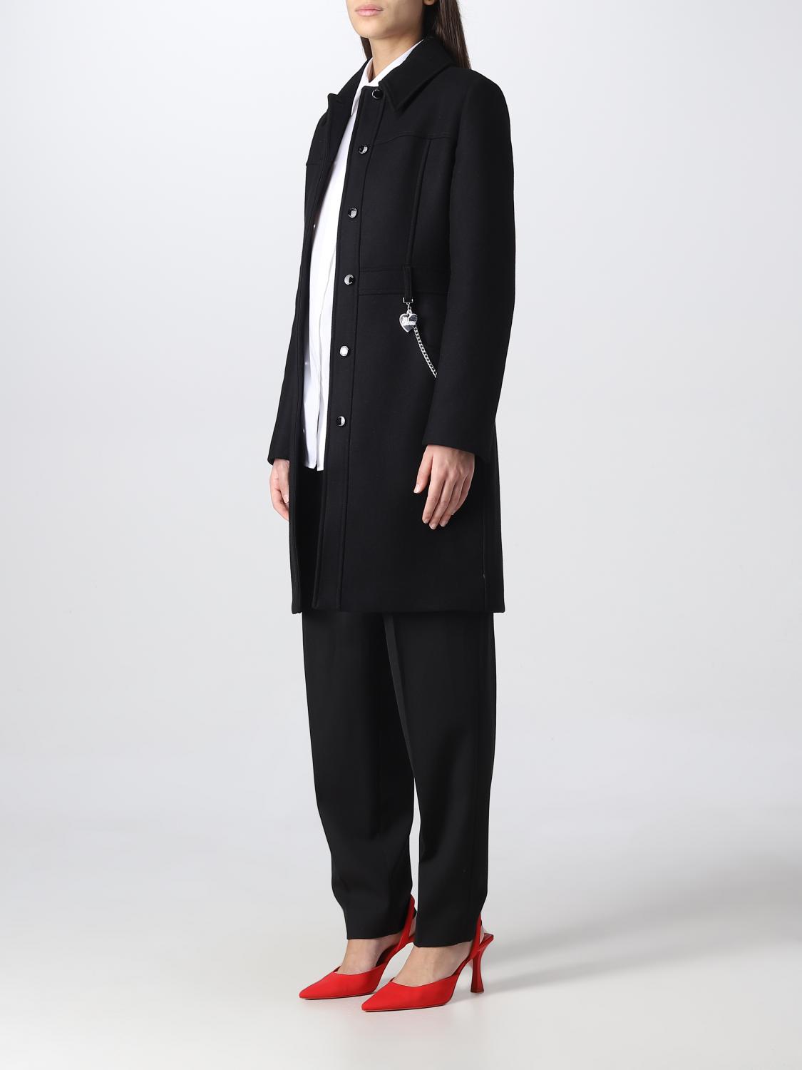 LOVE MOSCHINO グラフィティロングコート メンズ？レディース？ Love Moschino Coat woman - Black | WK53580T008A | GIGLIO.COM
