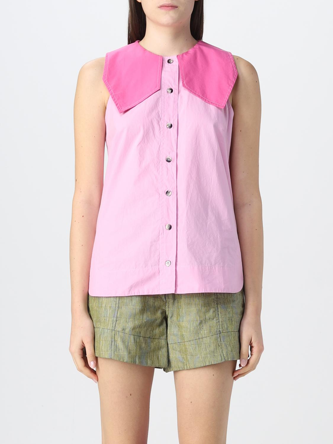 Ganni women's shirt - Pink | F7212 | GIGLIO.COM