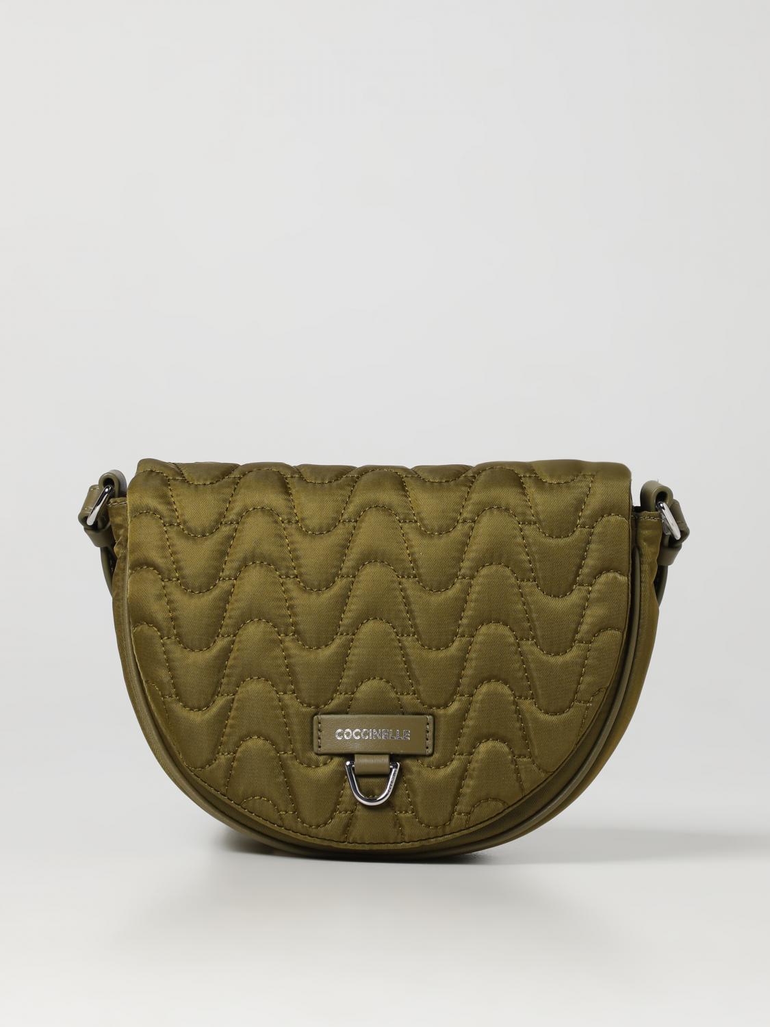 COCCINELLE BORSA A TRACOLLA: Borsa Blaire Coccinelle in nylon matelassè, Oliva - Img 1