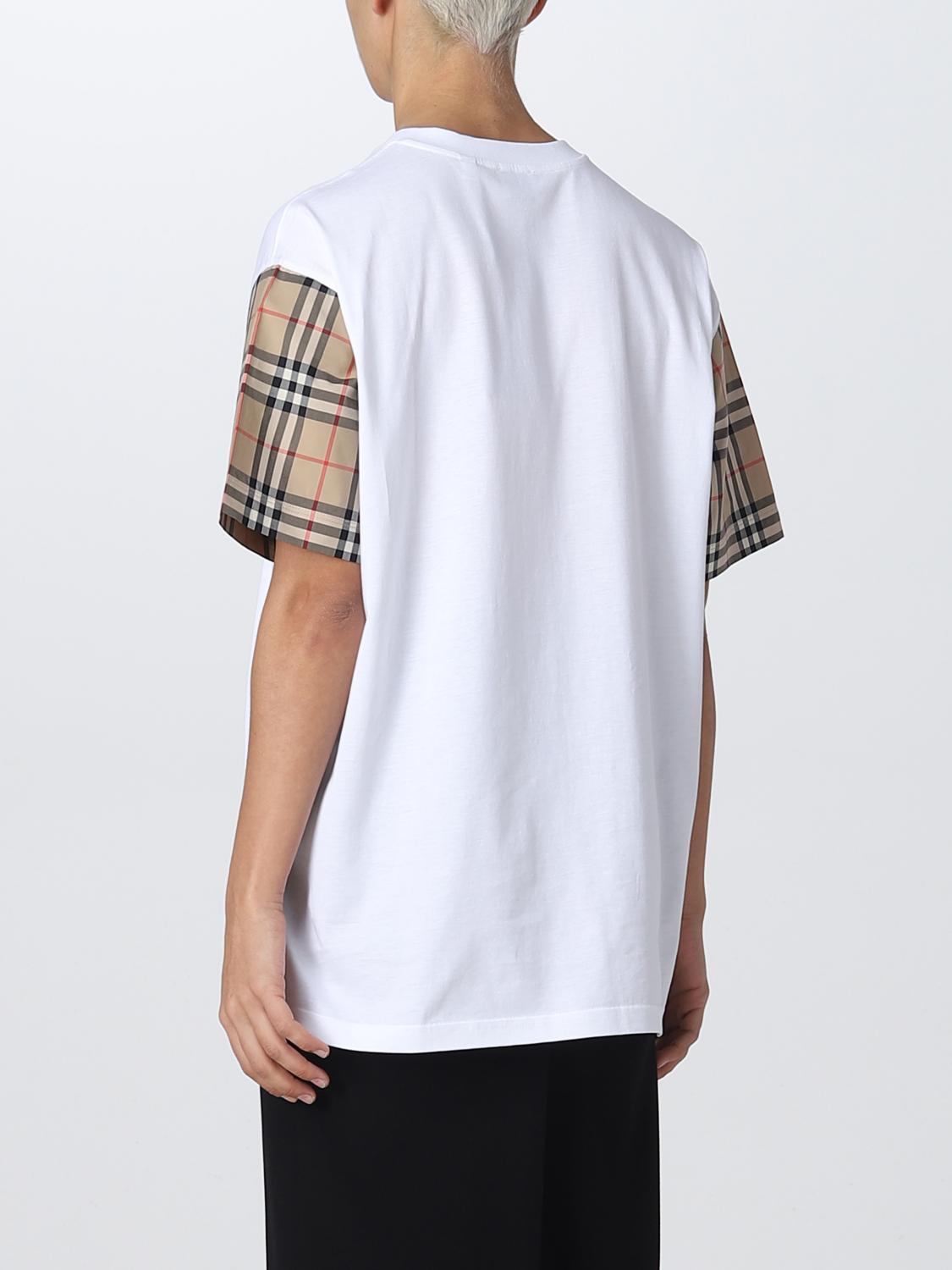 Burberry T-shirt in organic cotton with Vintage Check sleeves