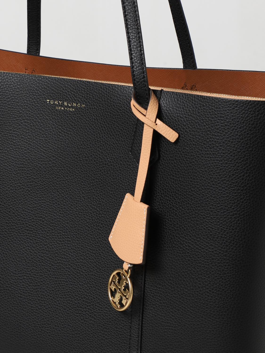 TORY BURCH TOTE BAG: Tory Burch Perry bag in grained leather, Black - Img 3