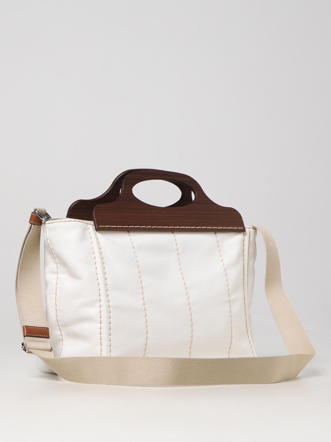 PRADA BORSA A MANO: Borsa Prada in canvas e legno, Bianco - Img 2