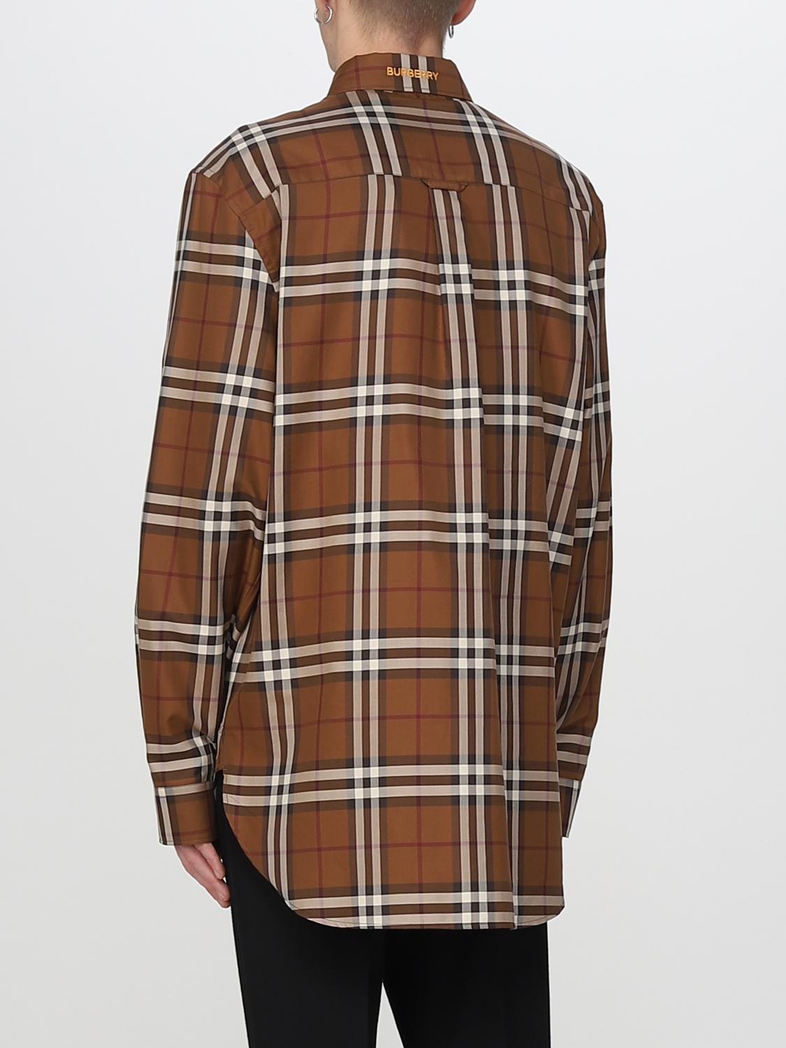BURBERRY: Camicia in twill di cotone Marrone Giglio
