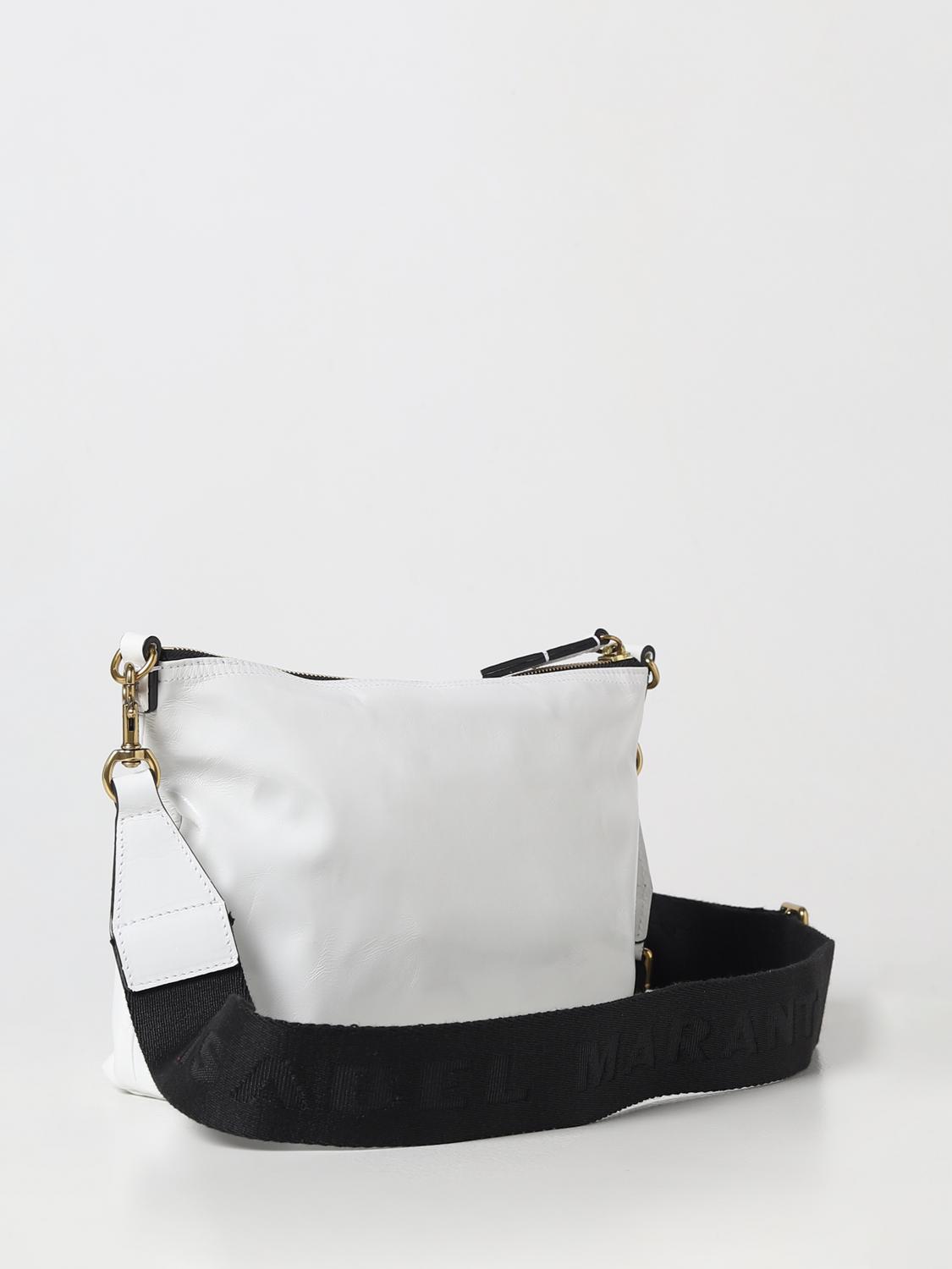 ISABEL MARANT BORSA A SPALLA: Borsa Nessah Isabel Marant in pelle bottalata, Bianco - Img 2