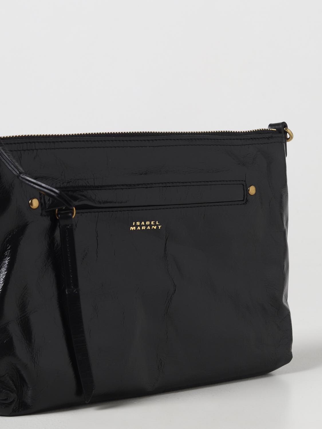 ISABEL MARANT BORSA A SPALLA: Borsa Nessah Isabel Marant in pelle bottalata, Nero - Img 3