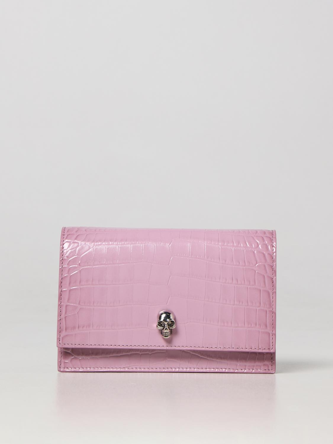 MCQUEEN BORSA MINI: Borsa Skull McQueen in pelle stampa cocco, Rosa - Img 1