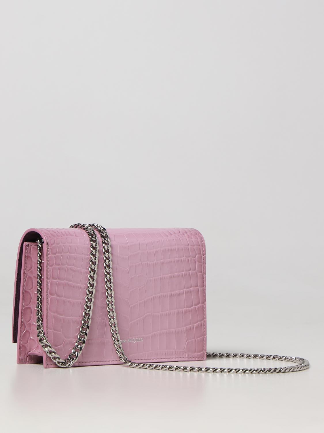 MCQUEEN BORSA MINI: Borsa Skull McQueen in pelle stampa cocco, Rosa - Img 3