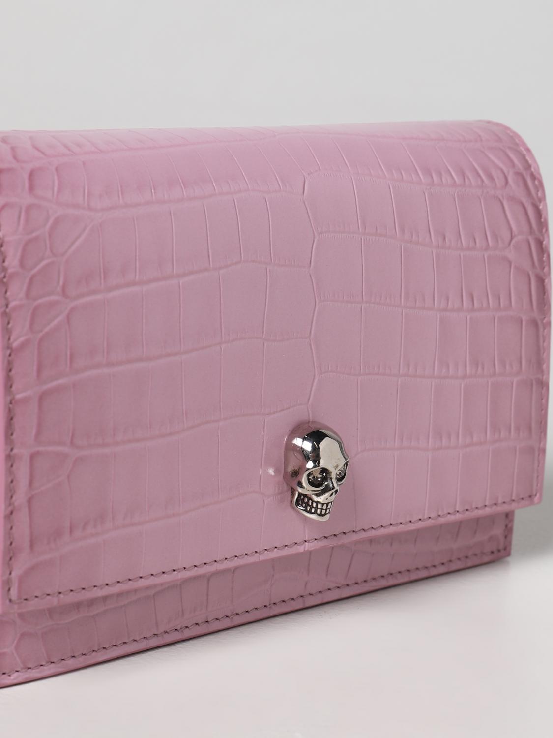 MCQUEEN BORSA MINI: Borsa Skull McQueen in pelle stampa cocco, Rosa - Img 4