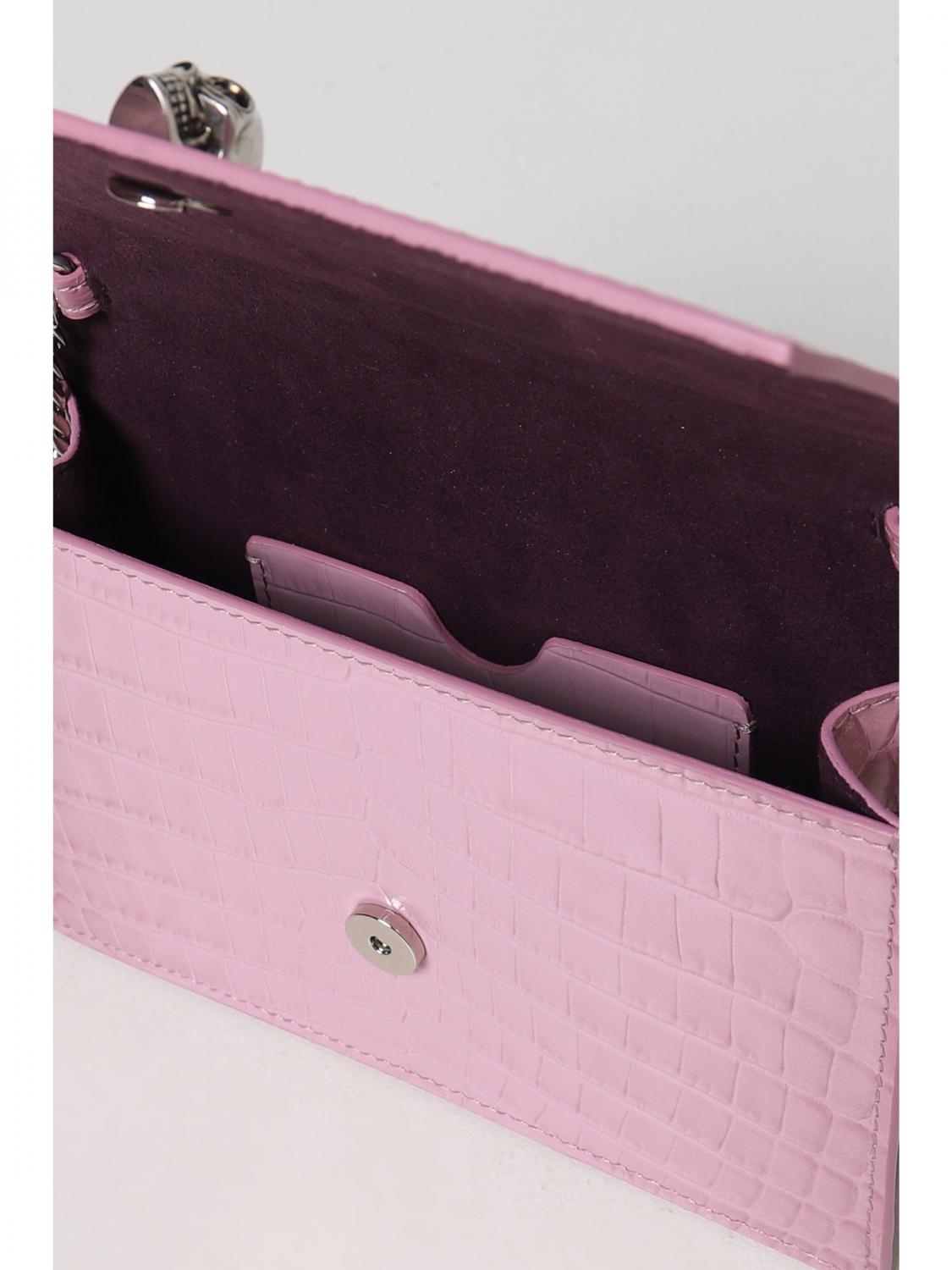 MCQUEEN BORSA MINI: Borsa Skull McQueen in pelle stampa cocco, Rosa - Img 5