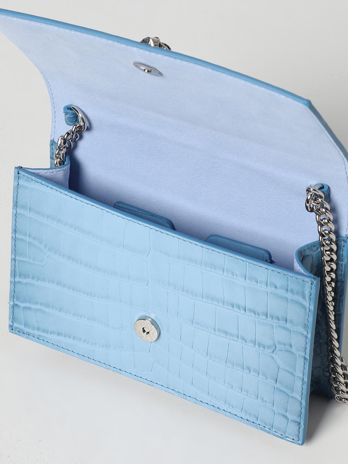 MCQUEEN BORSA MINI: Borsa Skull McQueen in pelle stampa cocco, Cielo - Img 4