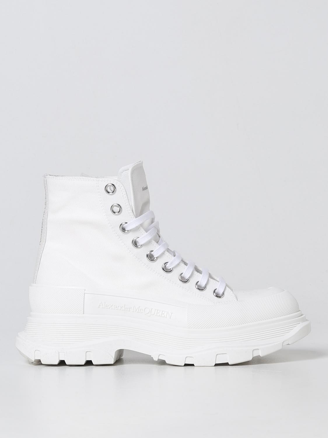 MCQUEEN BOTINES PLANOS: Botas mujer McQueen, Blanco - Img 1
