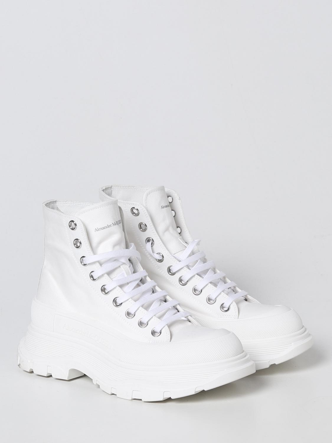MCQUEEN BOTINES PLANOS: Botas mujer McQueen, Blanco - Img 2