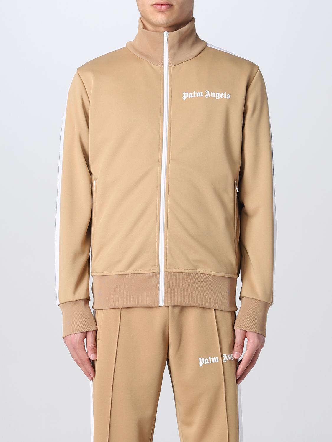 PALM ANGELS GIACCA: Felpa Palm Angels in tessuto stretch, Beige - Img 1