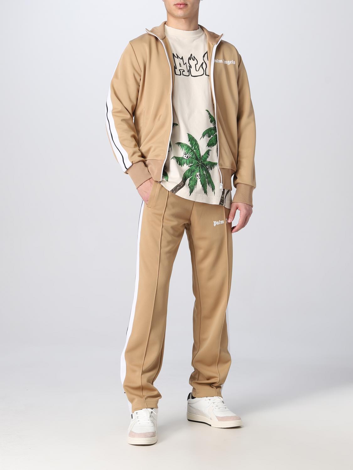 PALM ANGELS GIACCA: Felpa Palm Angels in tessuto stretch, Beige - Img 2