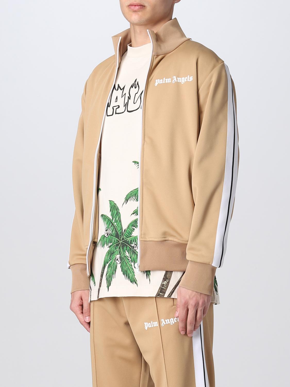 PALM ANGELS GIACCA: Felpa Palm Angels in tessuto stretch, Beige - Img 4