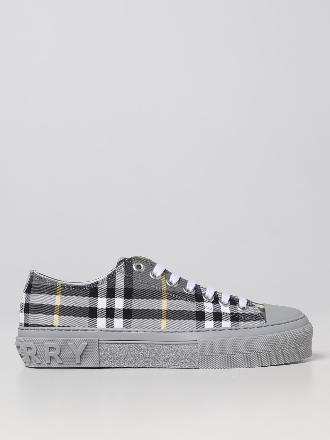 BURBERRY ポインテッドトゥ フラットシューズ グレー Burberry sneakers in canvas with check pattern - Grey | 8064267