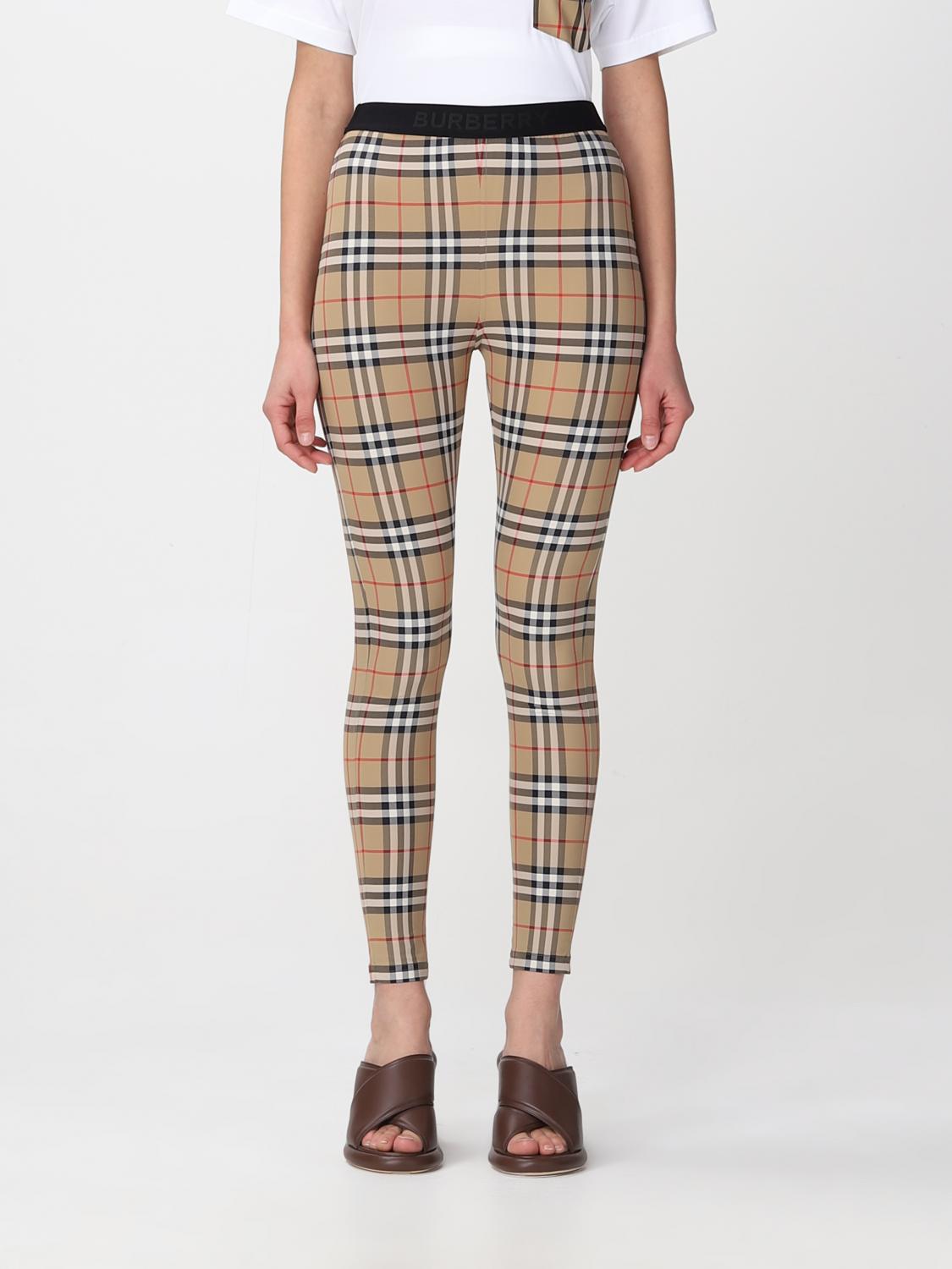 BURBERRY TOP: Pantaloni Burberry in tessuto stretch, Beige - Img 1