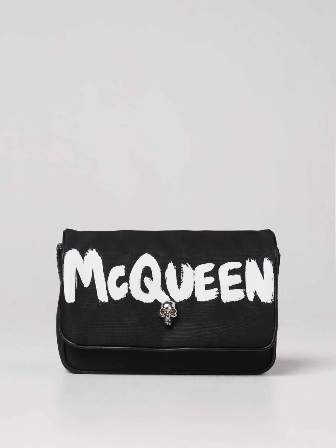 MCQUEEN BORSA MINI: Borsa Skull McQueen in nylon con Skull metallico, Nero - Img 1