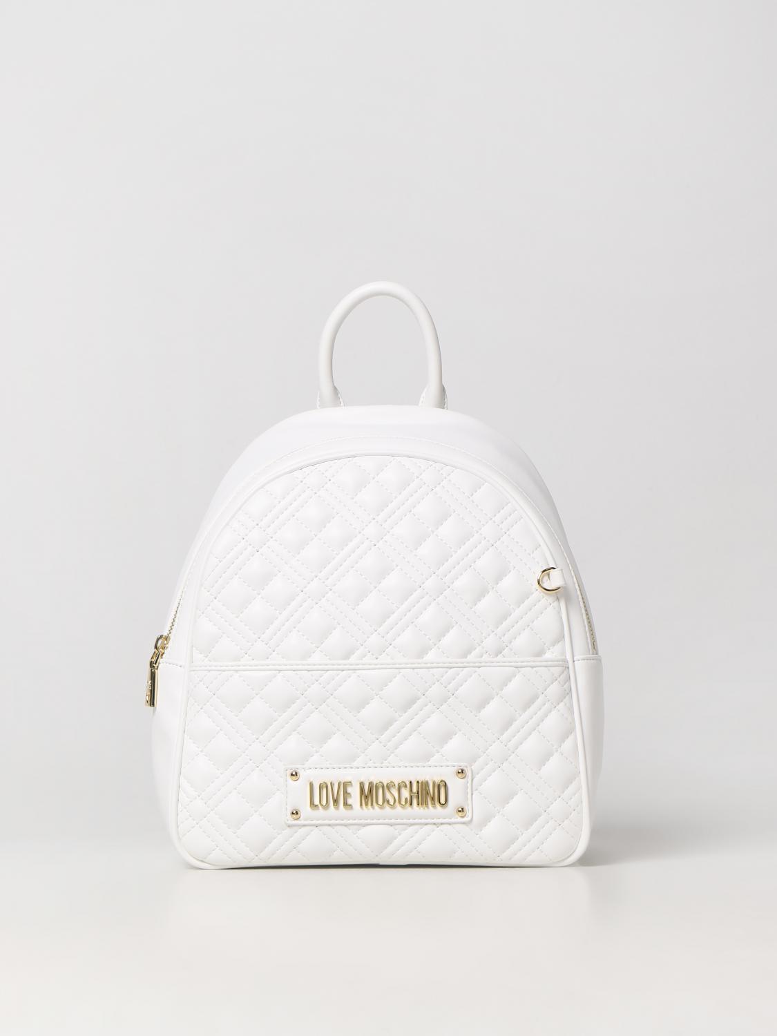 LOVE MOSCHINO: backpack in quilted synthetic leather - White