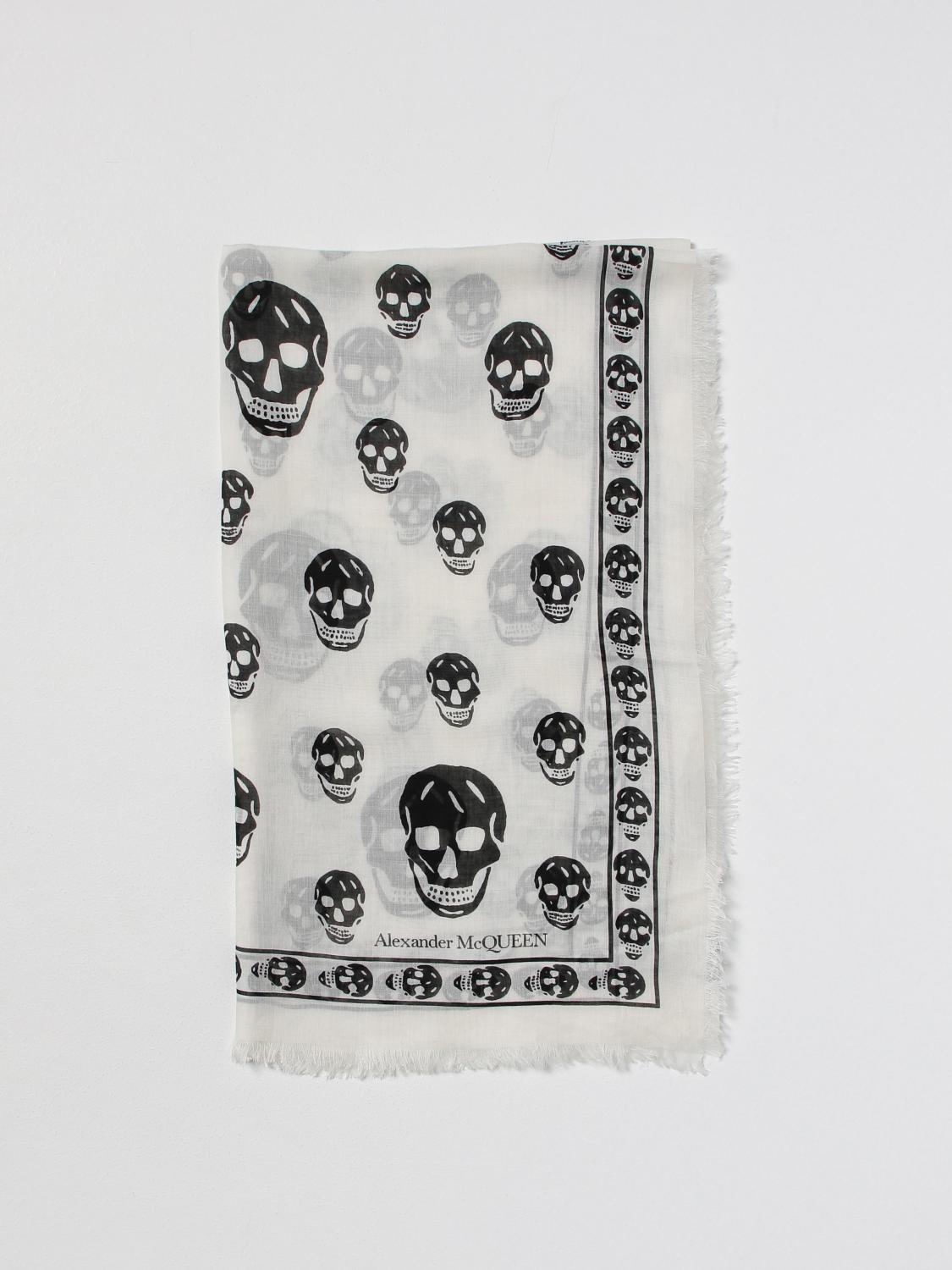MCQUEEN SCIARPA: Sciarpa Skull McQueen in misto seta, Bianco - Img 1