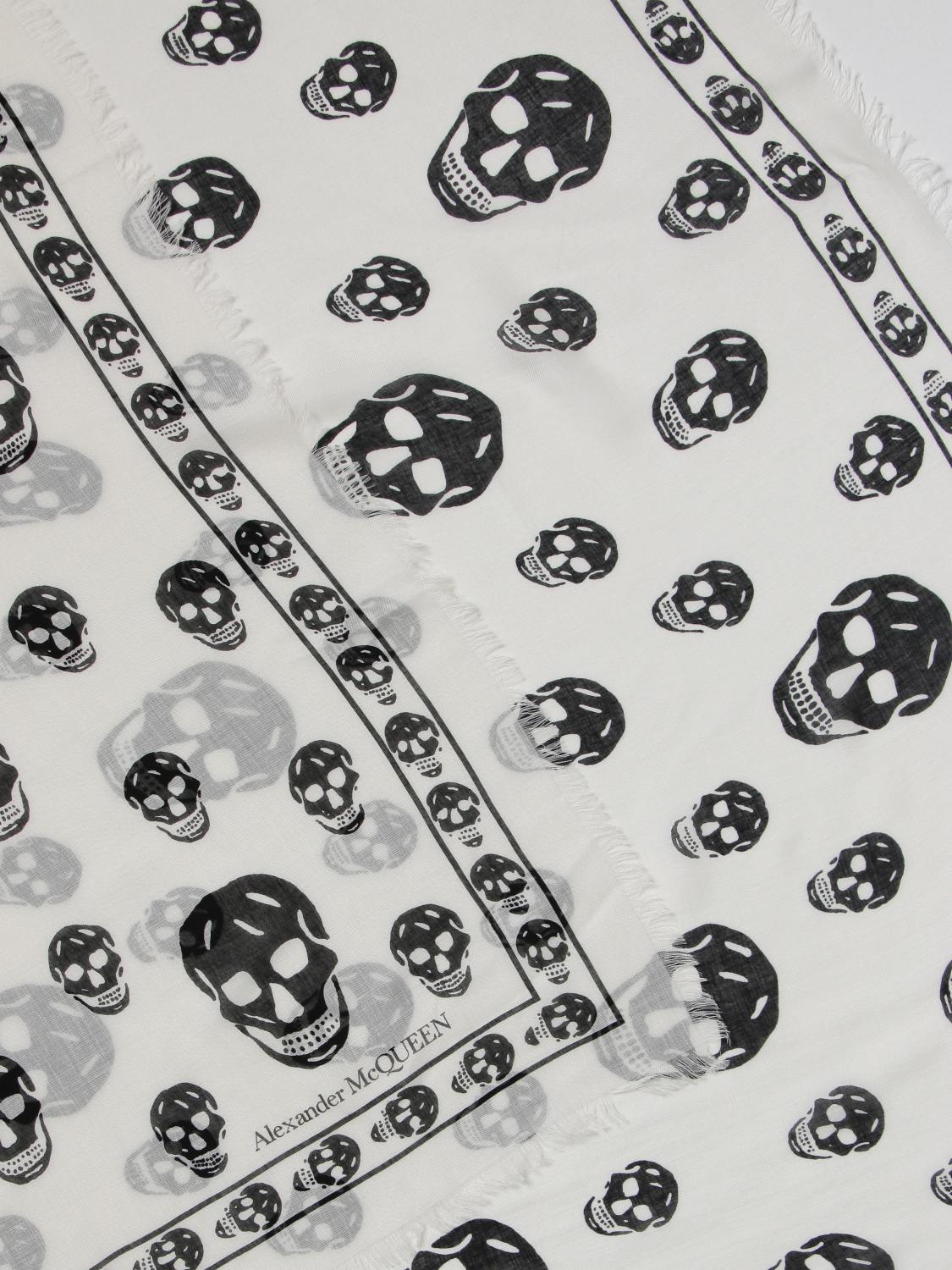 MCQUEEN SCIARPA: Sciarpa Skull McQueen in misto seta, Bianco - Img 3