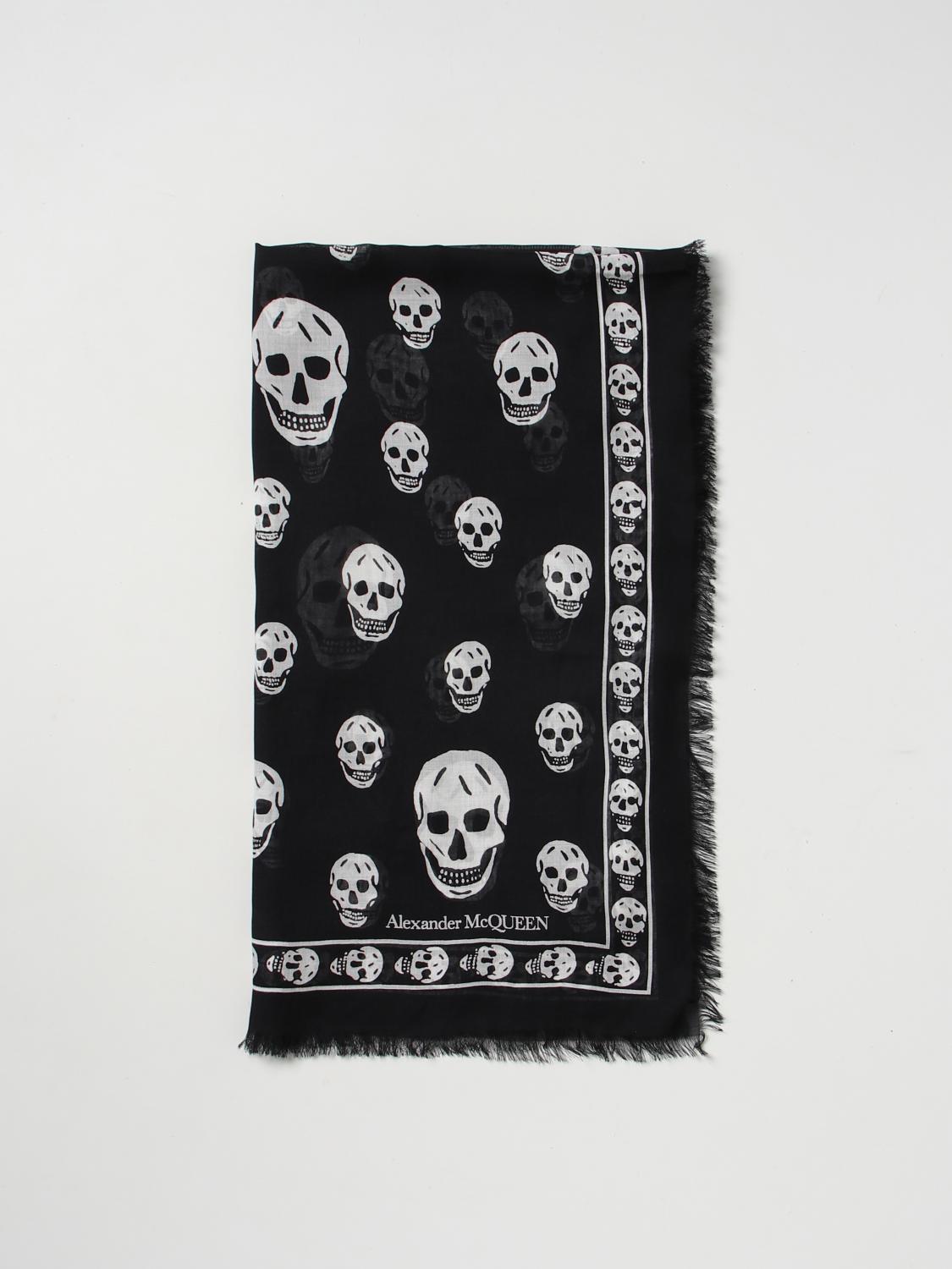 MCQUEEN SCARF: Skull McQueen scarf in silk blend, Black - Img 1