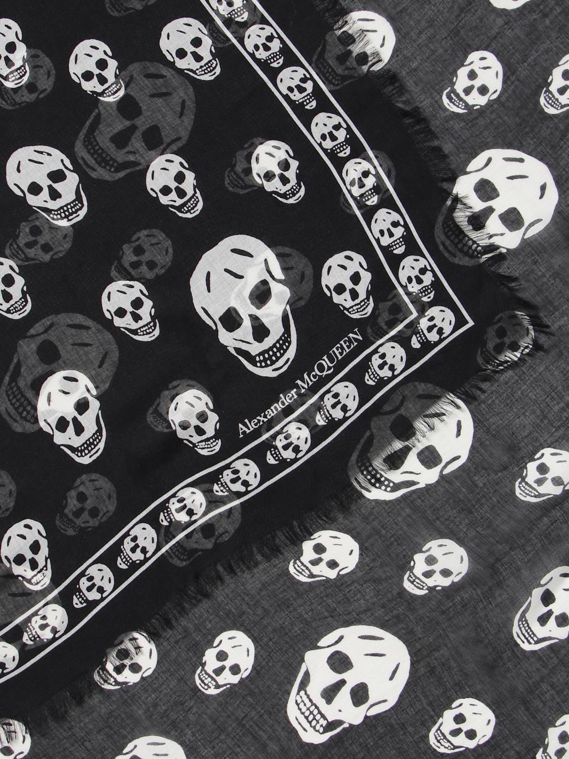 MCQUEEN SCARF: Skull McQueen scarf in silk blend, Black - Img 3