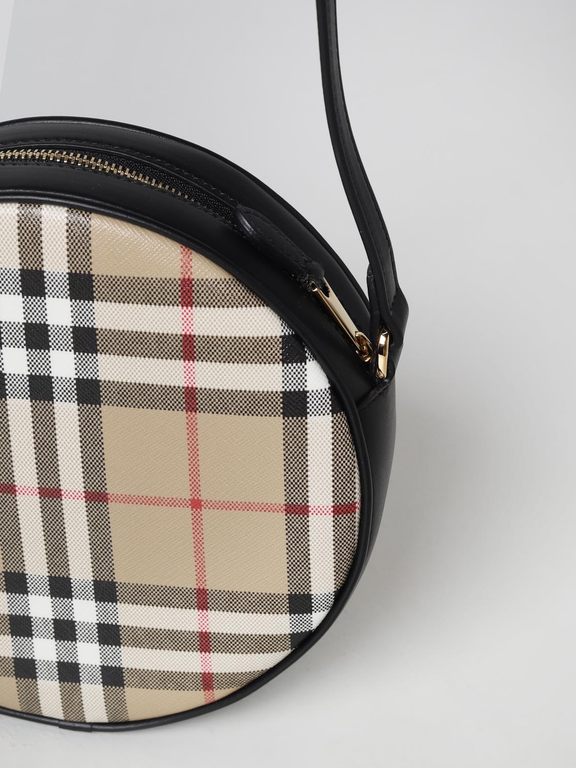 BURBERRY BORSA MINI: Borsa New Louise Burberry in pelle stampa Vintage Check, Nero - Img 3
