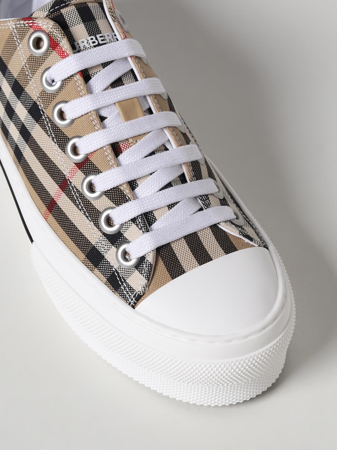 BURBERRY: sneakers in canvas and leather - Beige | Burberry BURBERRY: sneakers in canvas and leather - Beige | Burberry