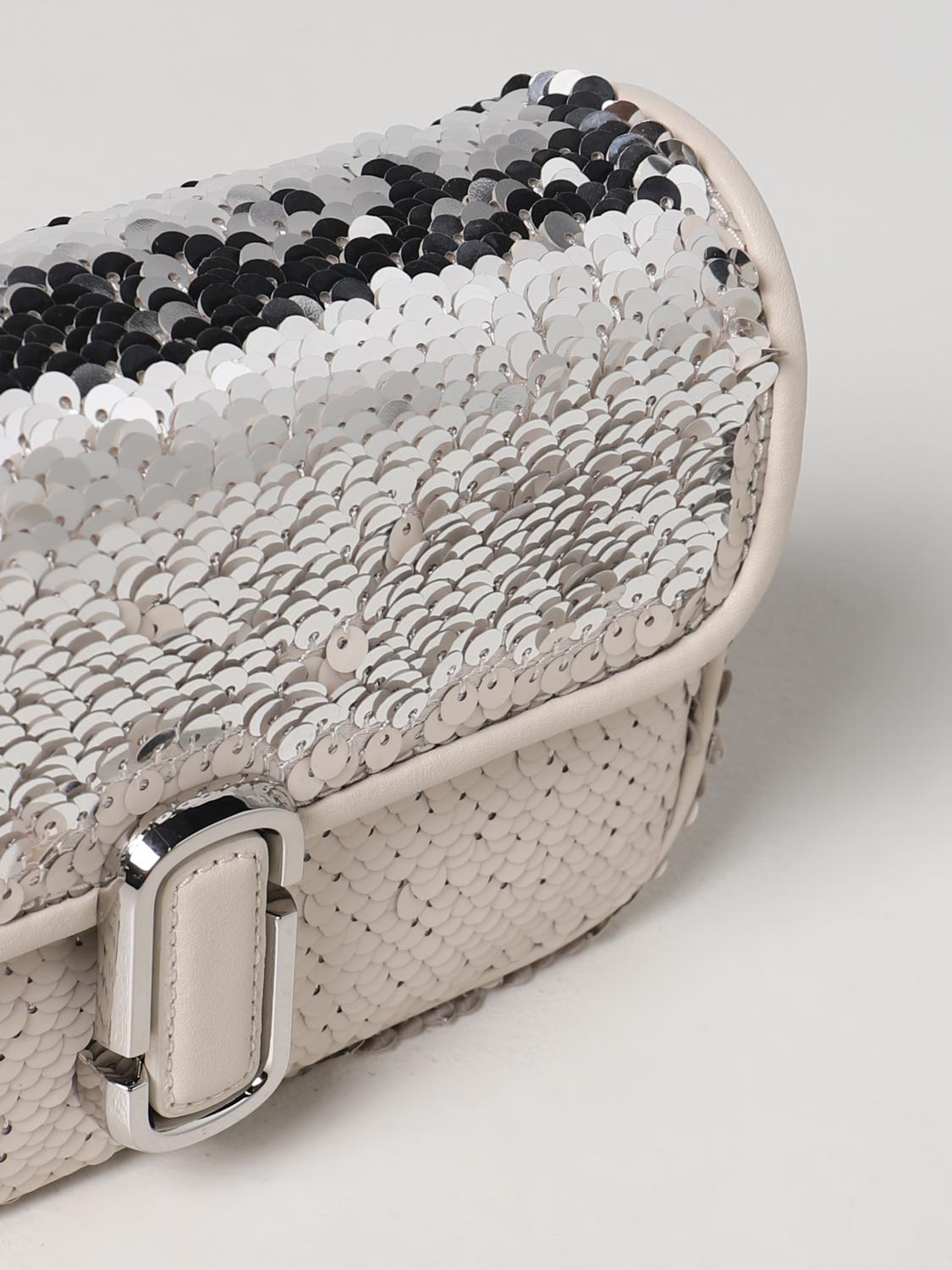MARC JACOBS BORSA MINI: Borsa Marc Jacobs con paillettes all over, Crema - Img 4