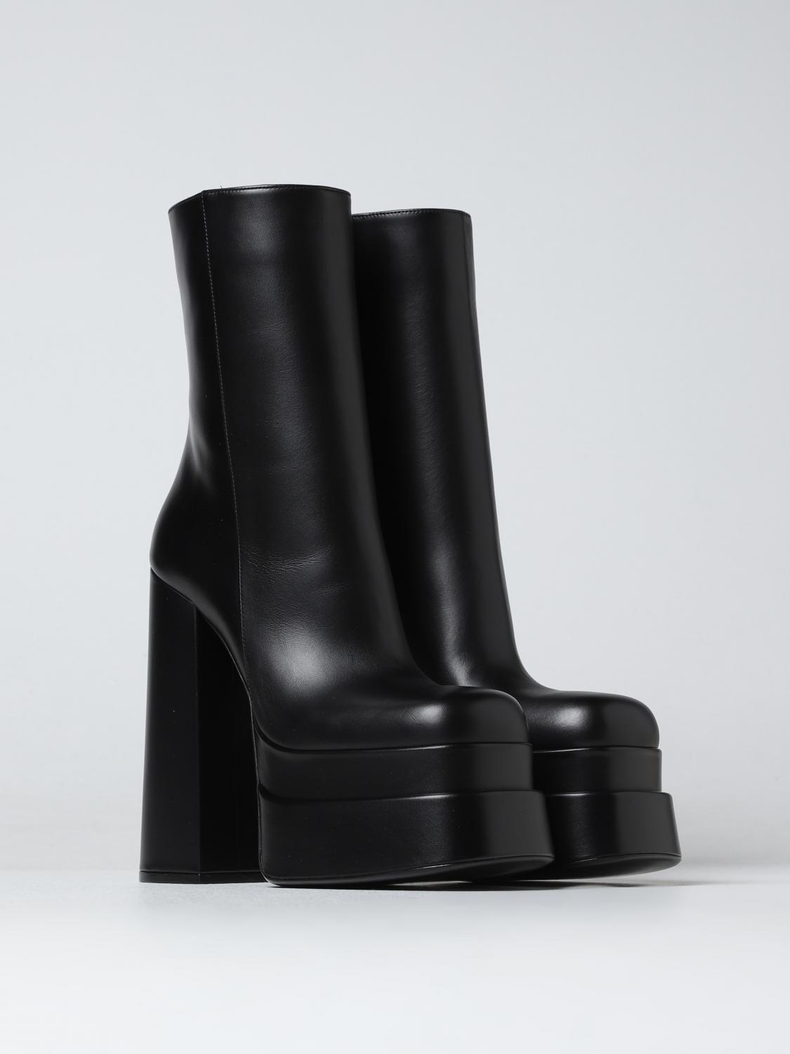 VERSACE FLAT ANKLE BOOT: Medusa Aevitas Versace leather platform ankle boots, Black - Img 2