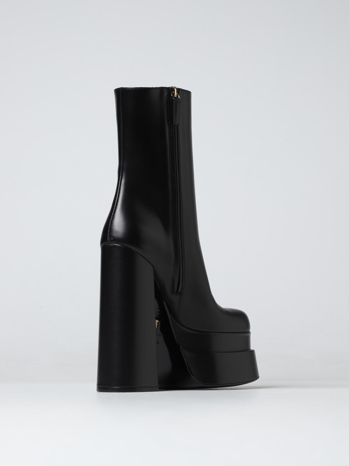 VERSACE FLAT ANKLE BOOT: Medusa Aevitas Versace leather platform ankle boots, Black - Img 3