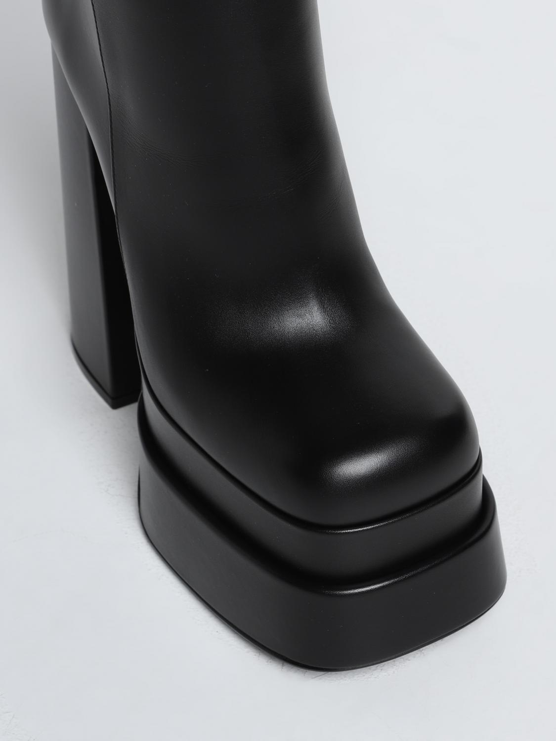 VERSACE FLAT ANKLE BOOT: Medusa Aevitas Versace leather platform ankle boots, Black - Img 4