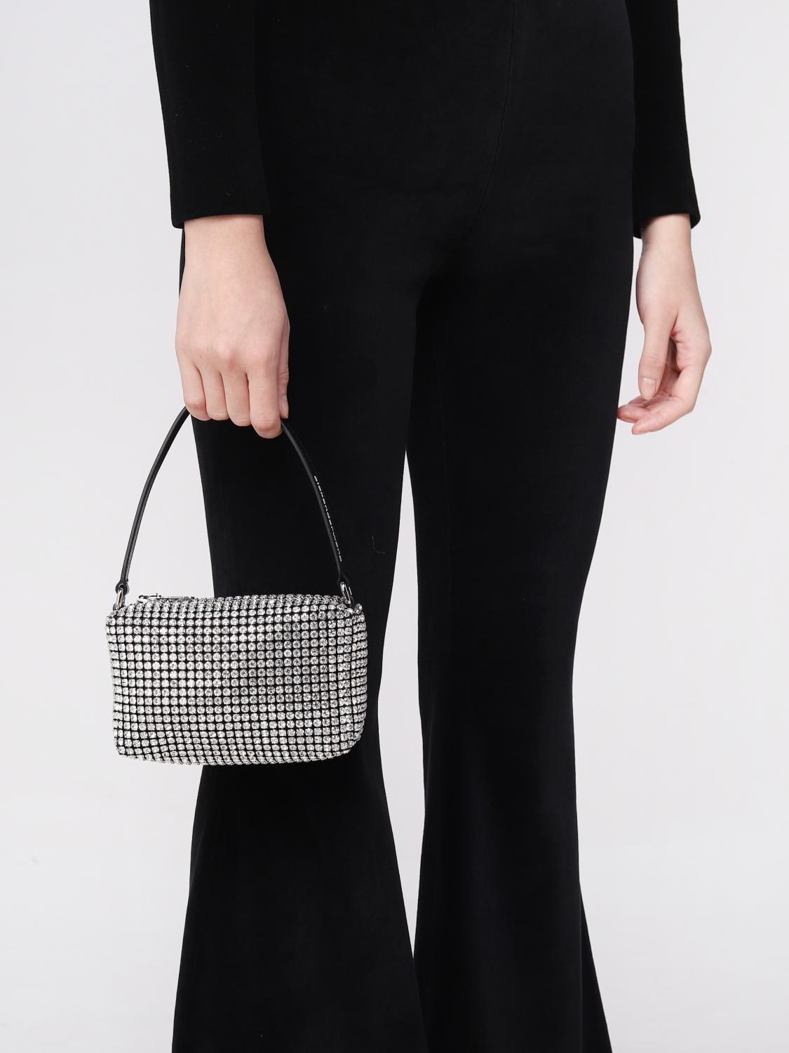 ALEXANDER WANG MINI BAG: Alexander Wang Wangloc bag in leather and crystals, Silver - Img 2