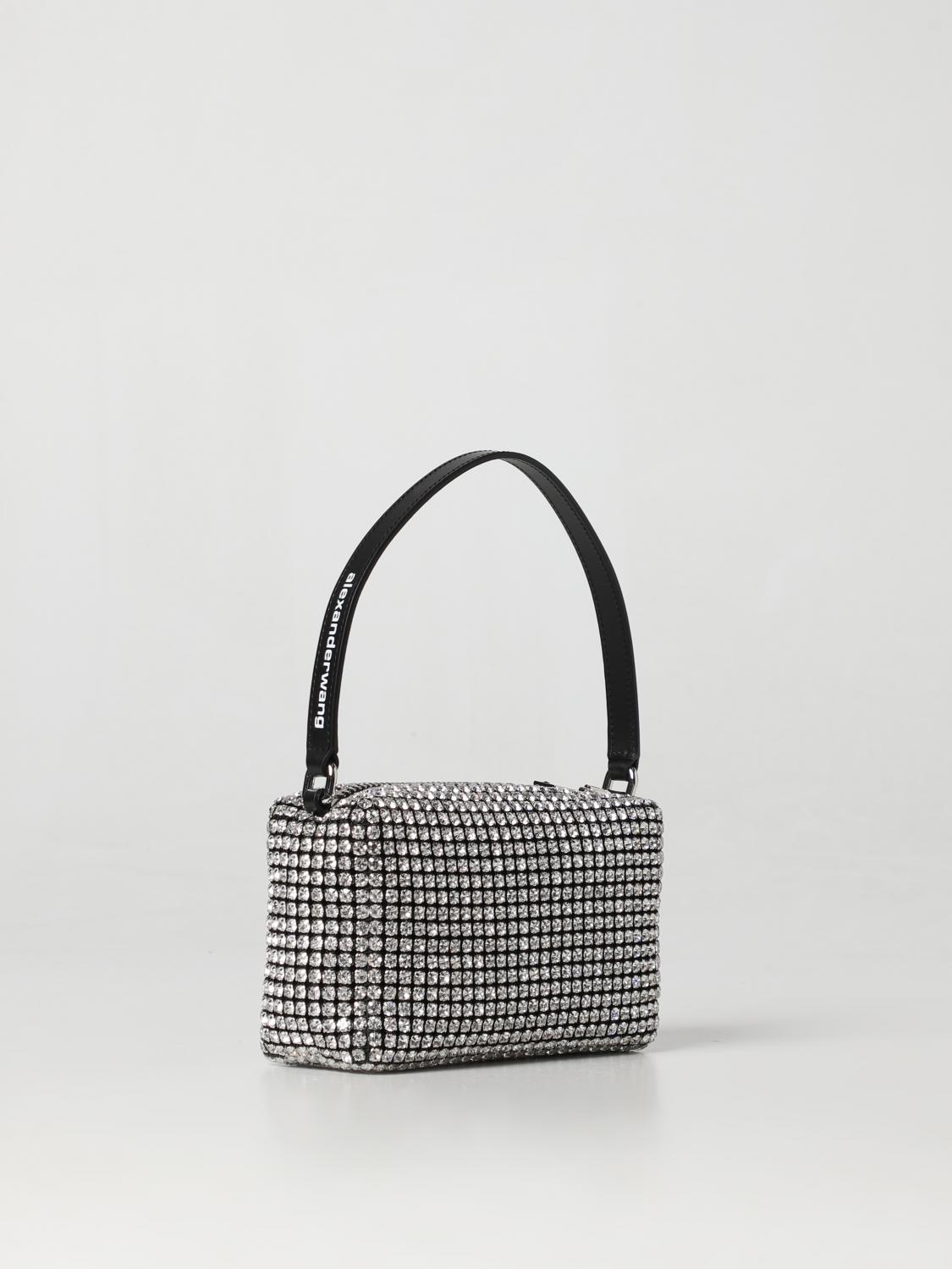 ALEXANDER WANG MINI BAG: Alexander Wang Wangloc bag in leather and crystals, Silver - Img 3