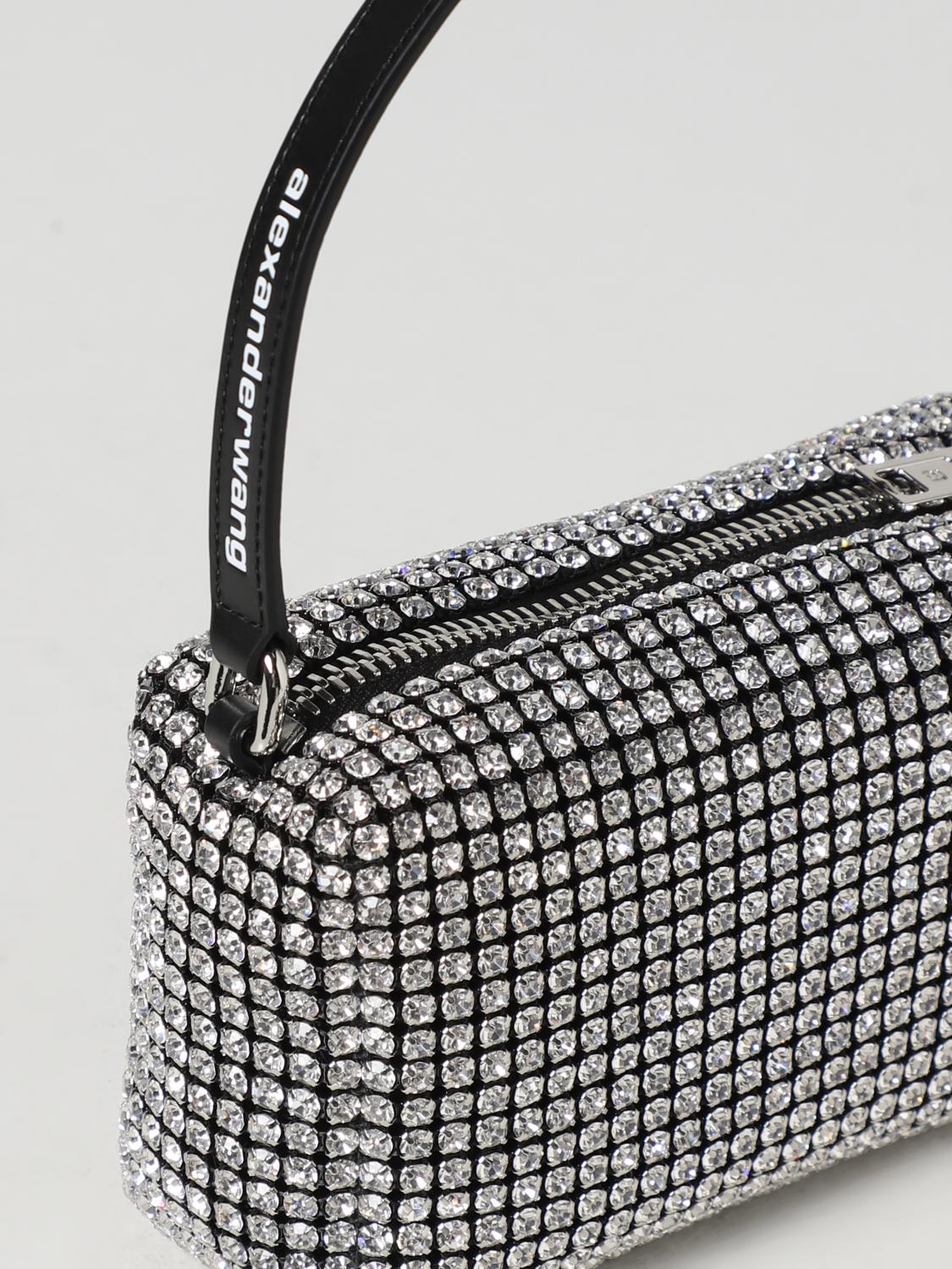 ALEXANDER WANG MINI BAG: Alexander Wang Wangloc bag in leather and crystals, Silver - Img 4