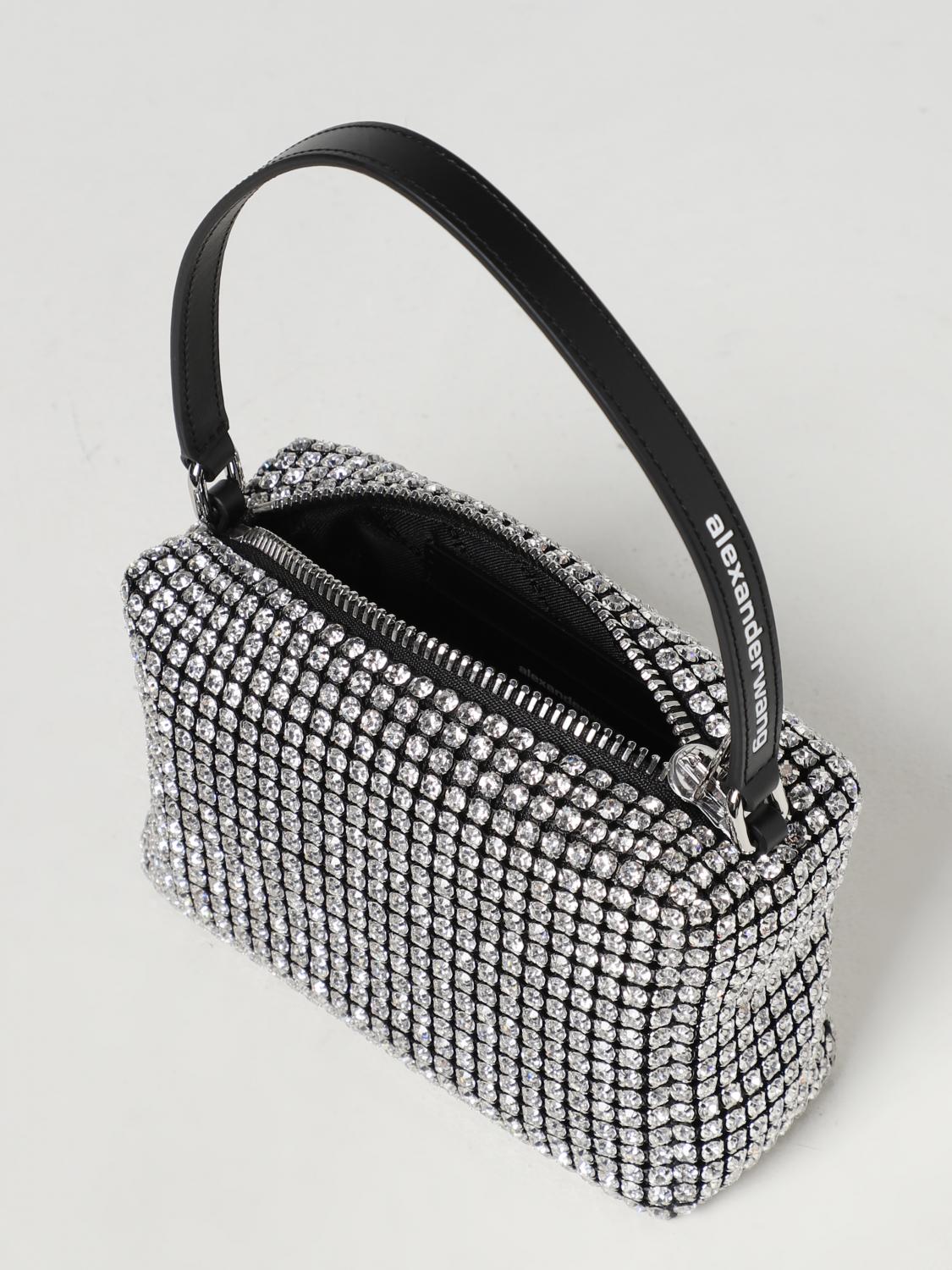 ALEXANDER WANG MINI BAG: Alexander Wang Wangloc bag in leather and crystals, Silver - Img 5