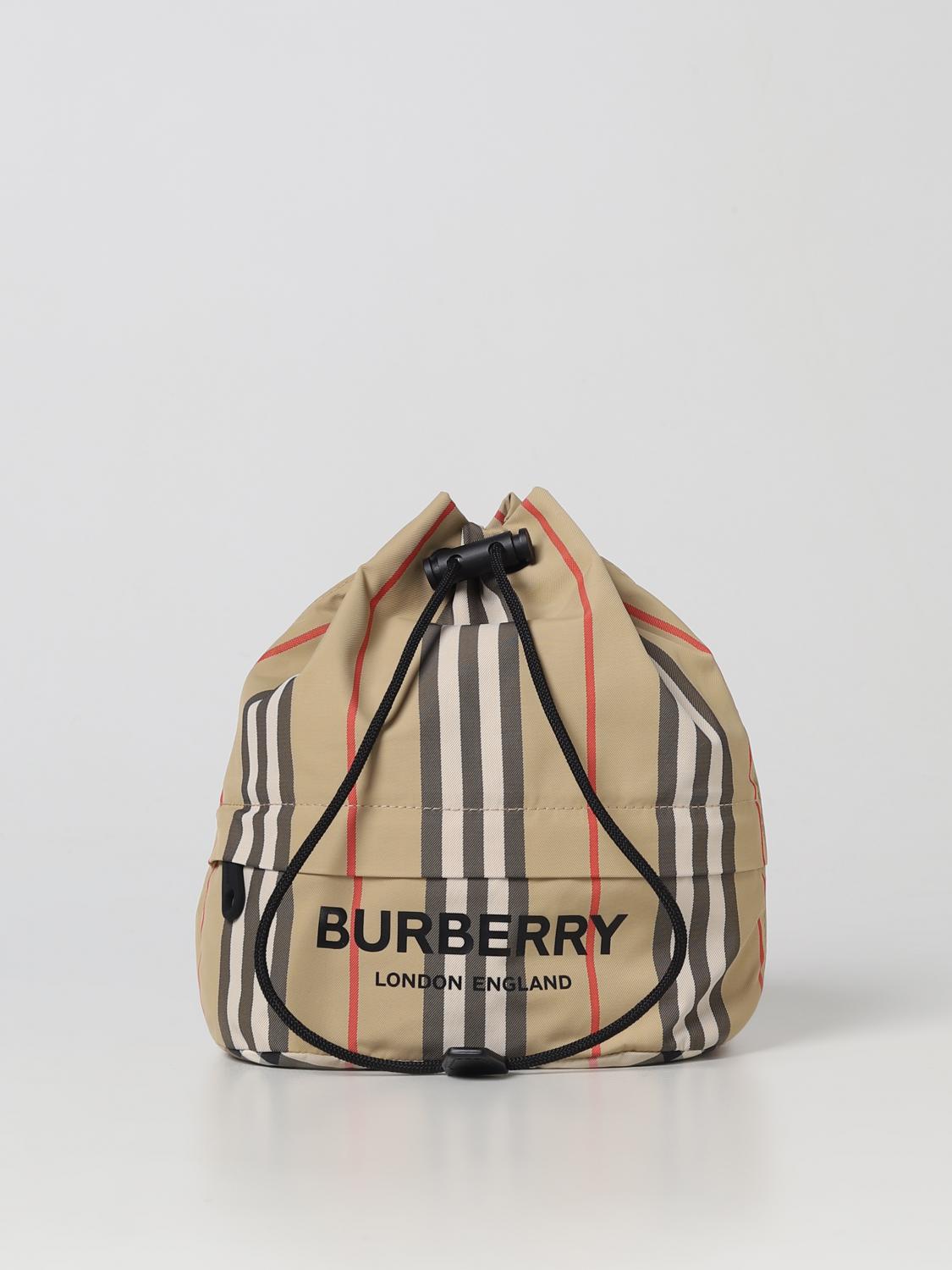 BURBERRY BORSA A MANO: Borsa Phoebe Burberry in nylon stampa Vintage Check, Beige - Img 1