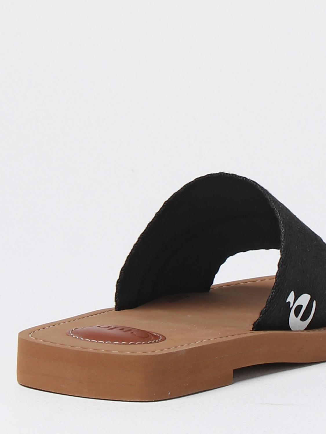 CHLOÉ SANDALI CON TACCO: Sliders Chloé in tessuto e gomma, Nero - Img 3