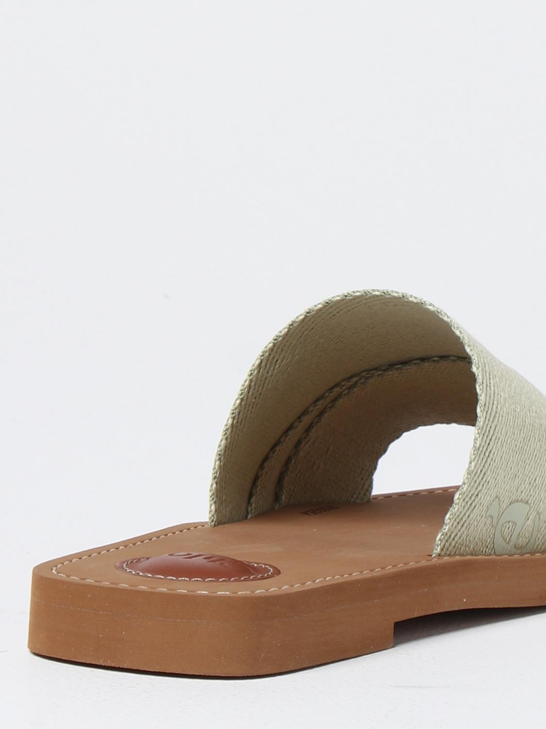 CHLOÉ SANDALI CON TACCO: Sliders Chloé in tessuto e gomma, Verde - Img 3