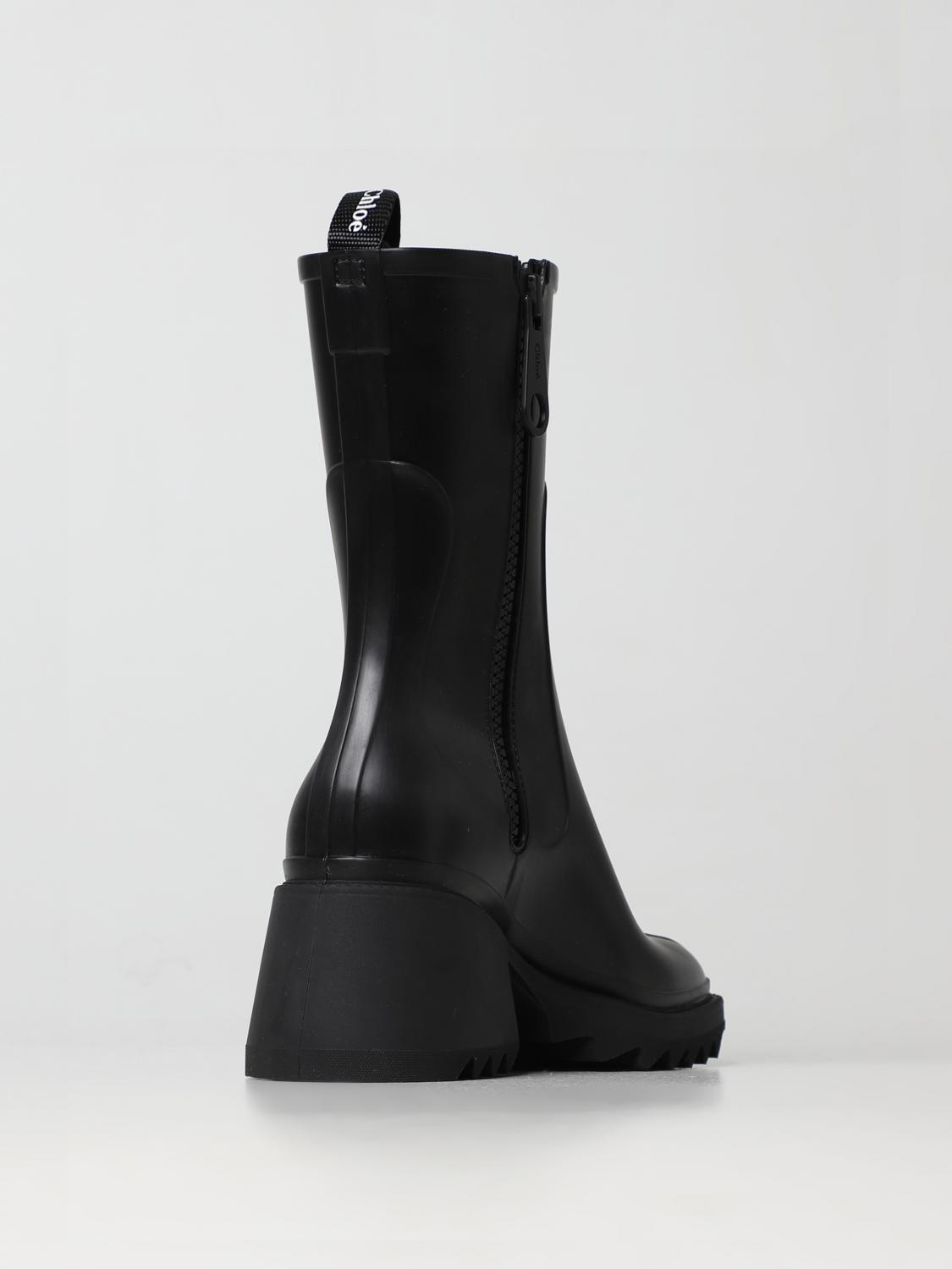 ロングブーツ CHLOE Black Rubber Ankle Boots Chloe, Black rubber Betty boots - Unique Designer Pieces