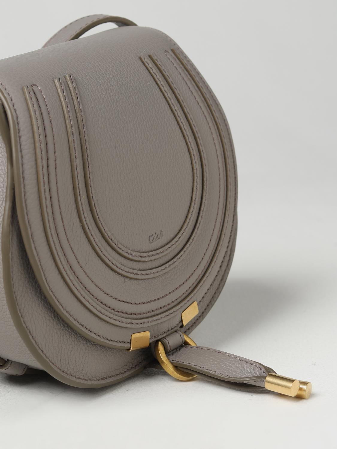 CHLOÉ BORSA MINI: Borsa Marcie Chloé in pelle a grana, Grigio - Img 3