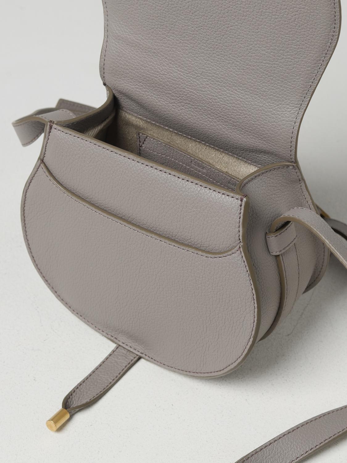 CHLOÉ BORSA MINI: Borsa Marcie Chloé in pelle a grana, Grigio - Img 4