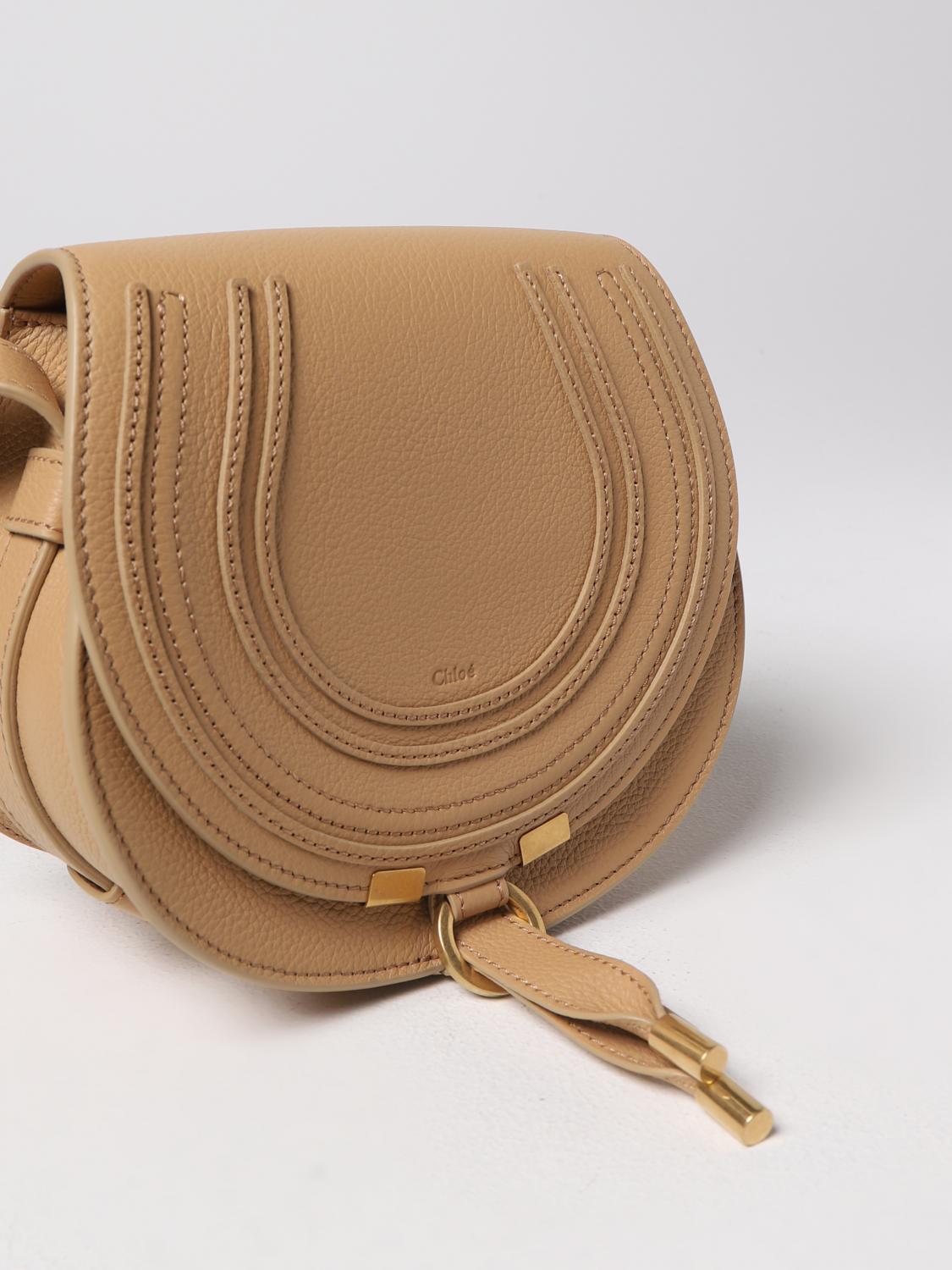 CHLOÉ BORSA MINI: Borsa Marcie Chloé in pelle a grana, Nocciola - Img 3