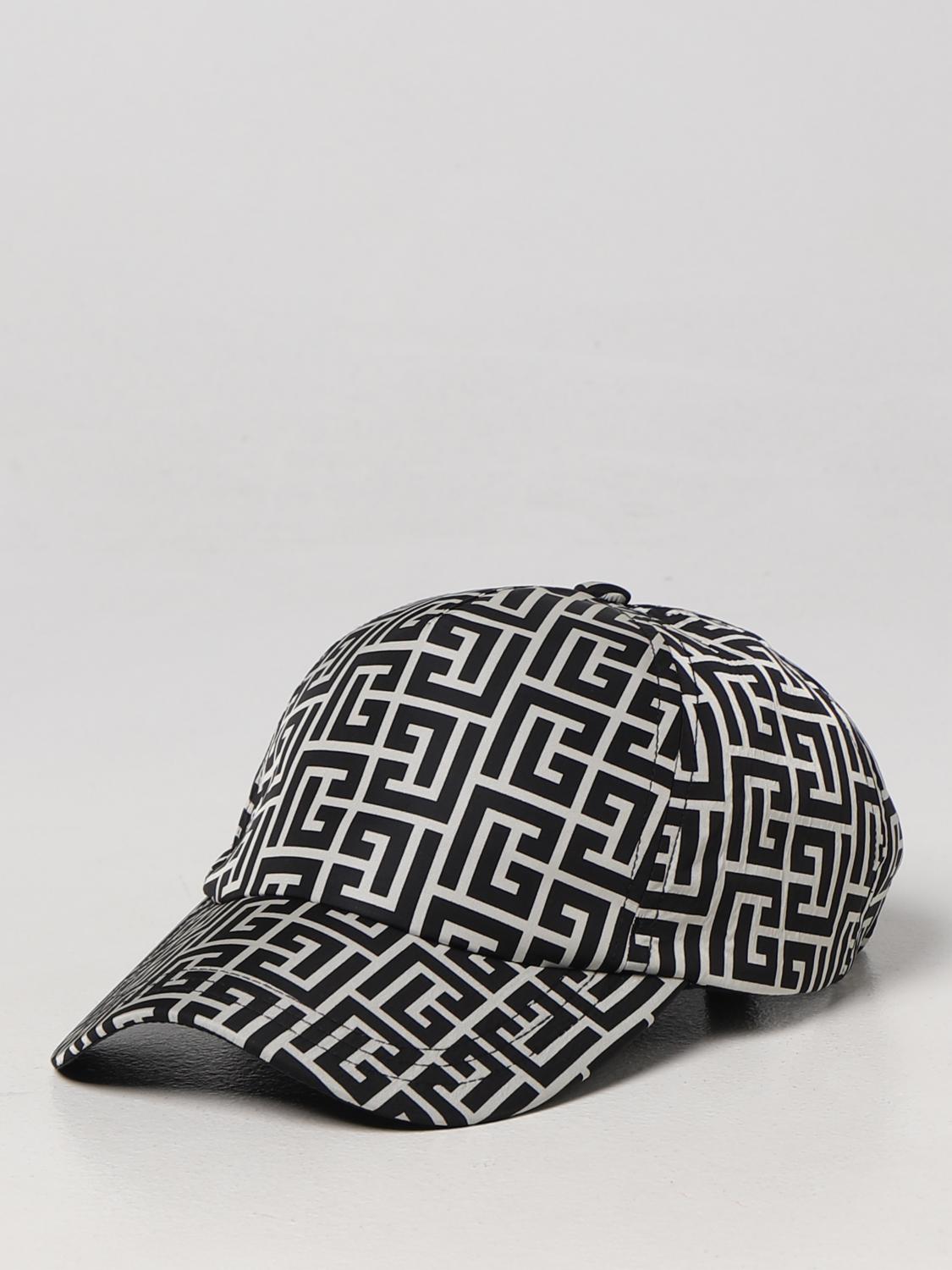 BALMAIN: hat in nylon with all over logo Ivory Balmain hat