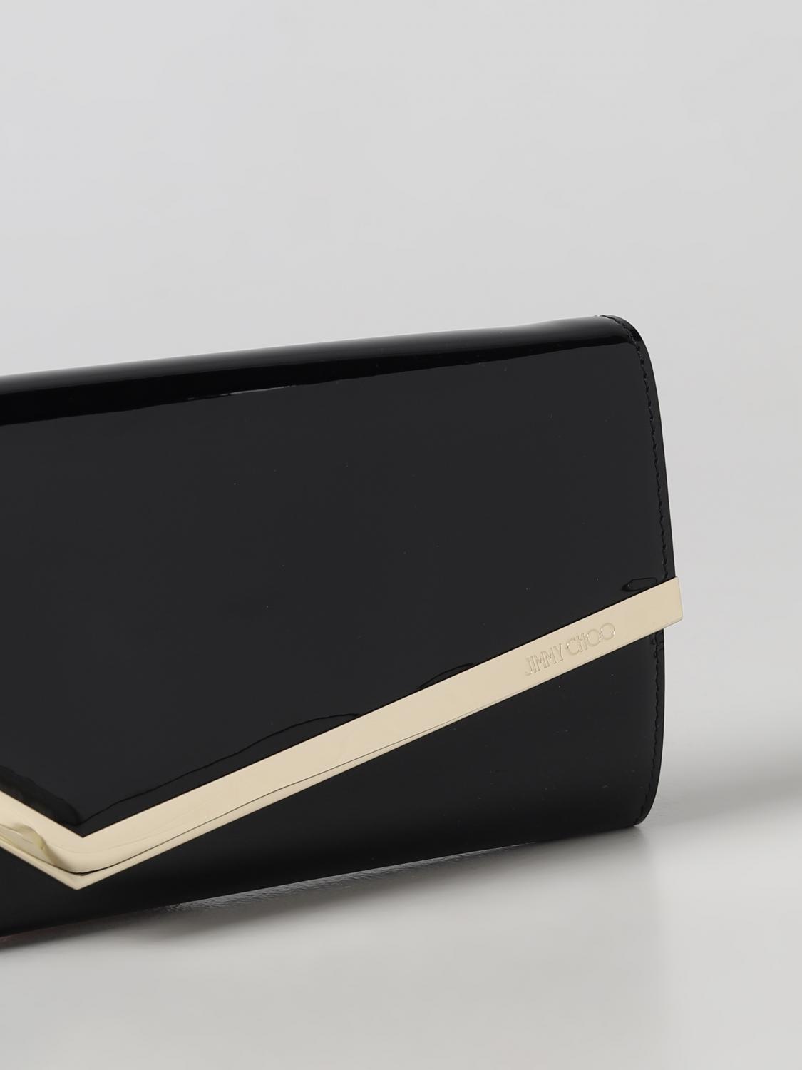 JIMMY CHOO BORSA MINI: Borsa wallet Emmie Jimmy Choo in vernice, Nero - Img 3