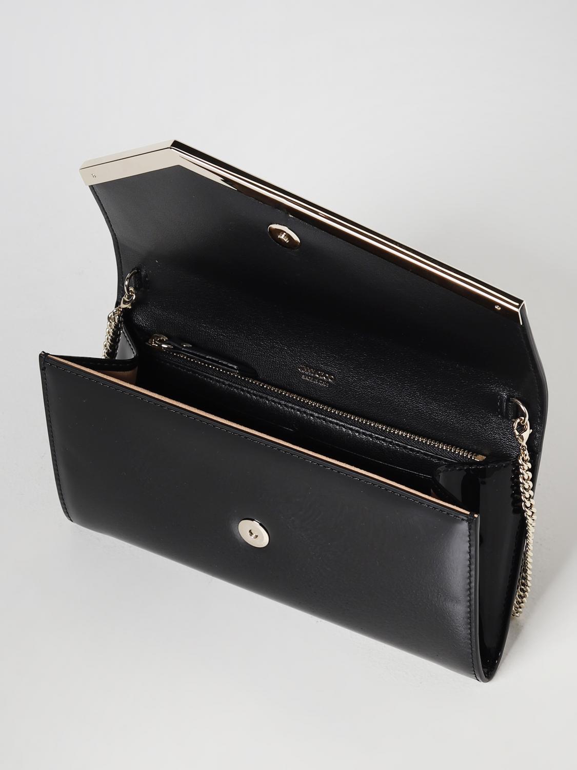 JIMMY CHOO BORSA MINI: Borsa wallet Emmie Jimmy Choo in vernice, Nero - Img 4