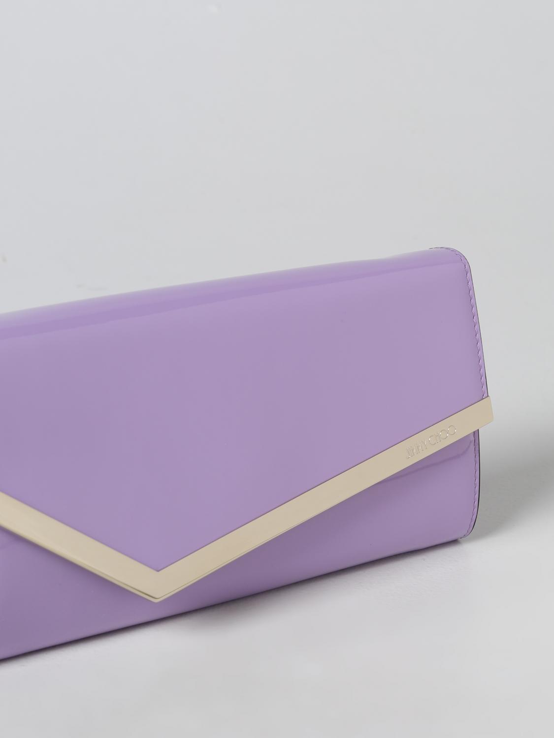 JIMMY CHOO BORSA MINI: Borsa wallet Emmie Jimmy Choo in vernice, Lilla - Img 3