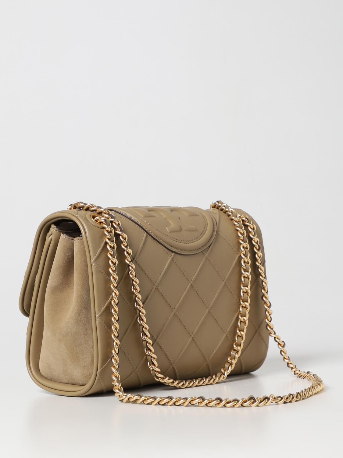 TORY BURCH BORSA A SPALLA: Borsa Fleming Tory Burch in nappa trapuntata, Tortora - Img 2