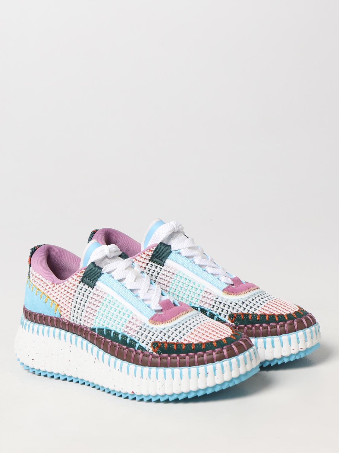 CHLOÉ SNEAKERS: Sneakers Nama Chloé in tessuto riciclato e suede, Lilla - Img 2